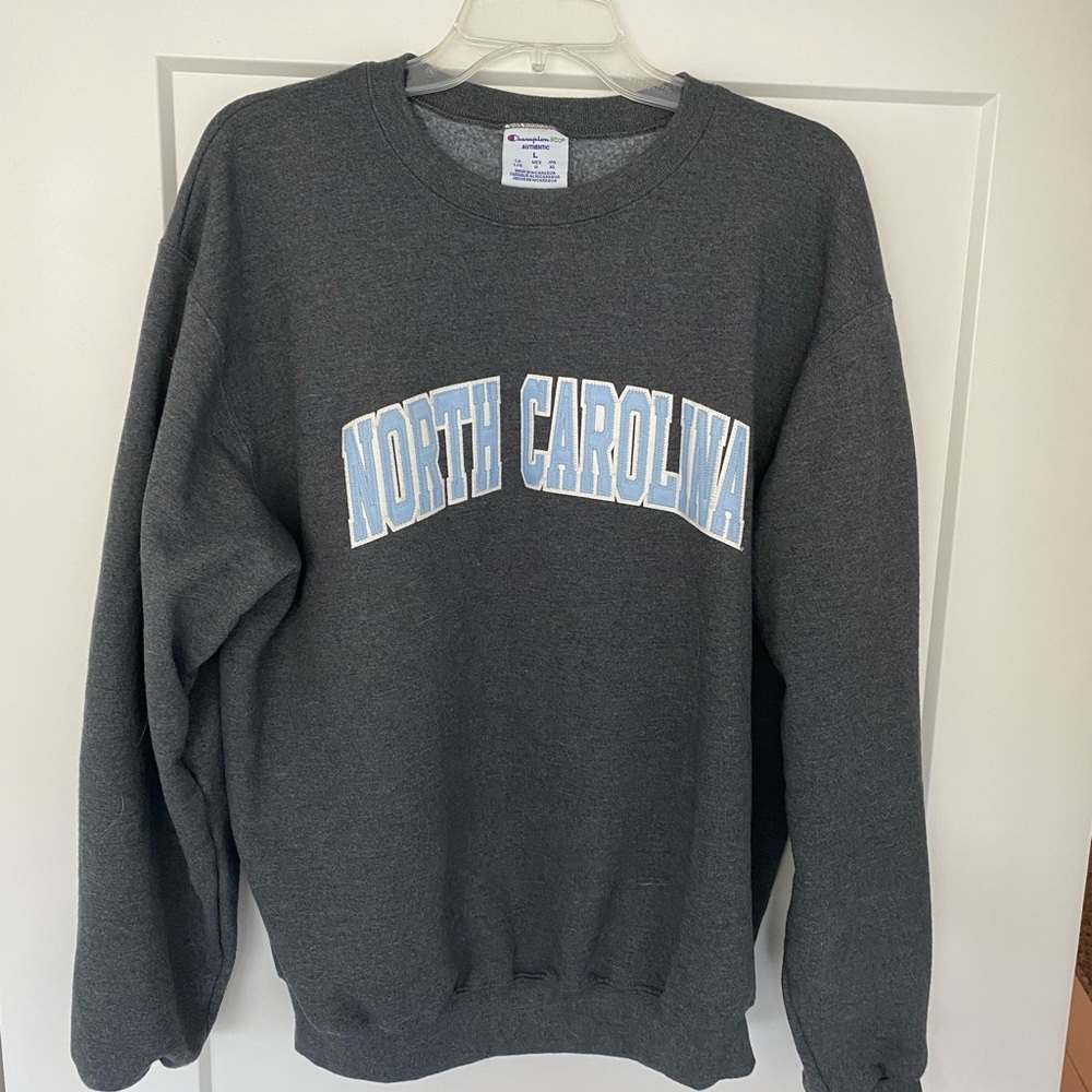 Champion Dark Gray North Carolina Crewneck Sweater